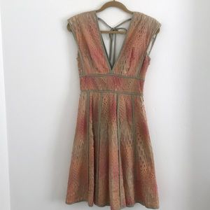 A Tracy Reese dress: peach with grey piping